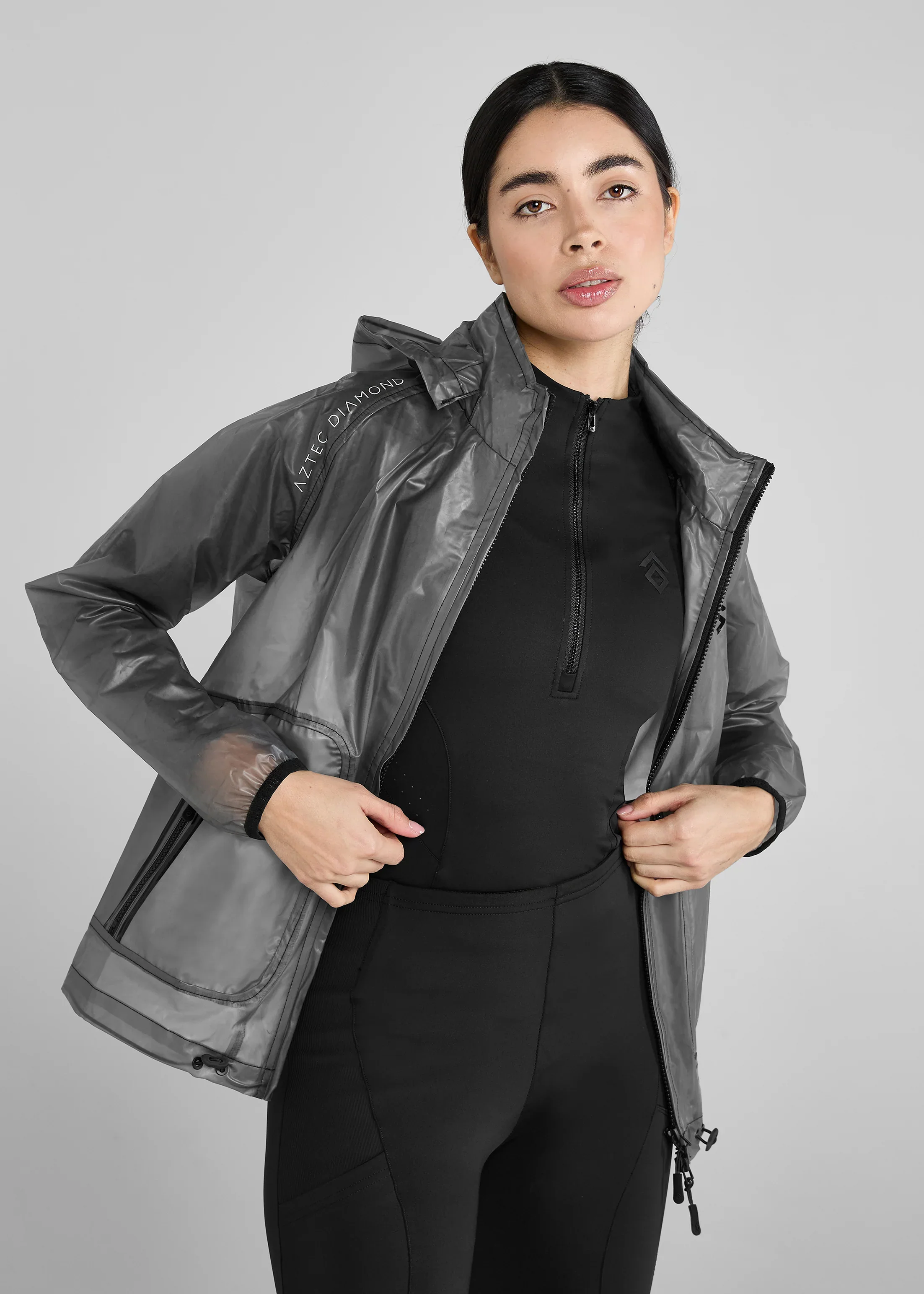 Aztec Diamond Black Clear Rain Jacket - Image 3